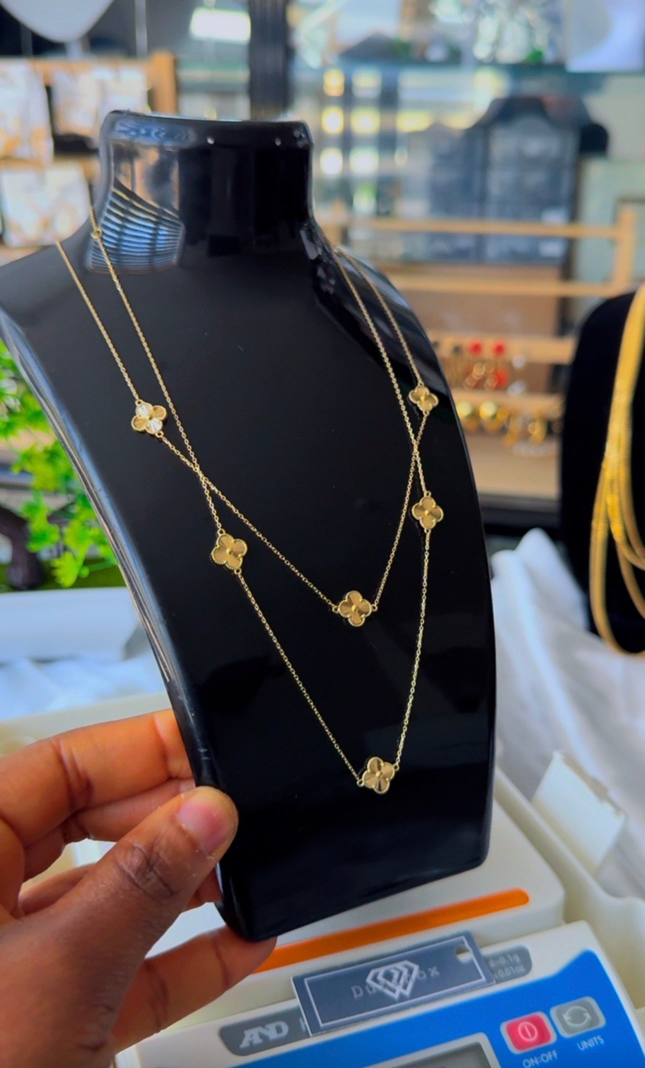 Degacc 18 Karat Solid Italian Gold Instant Chain Clover Necklace