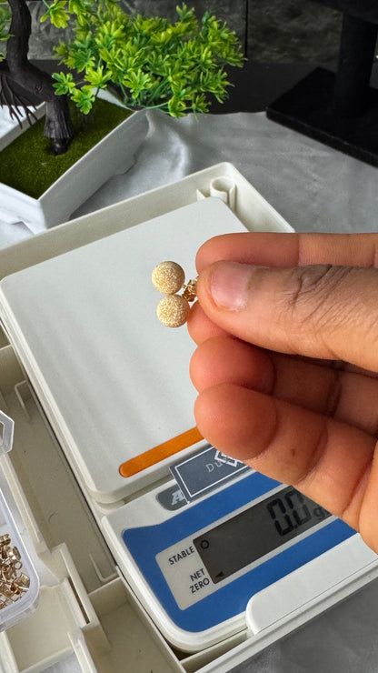 18K Solid Gold Brushed Stud Earrings | 1.5g & 2.1g