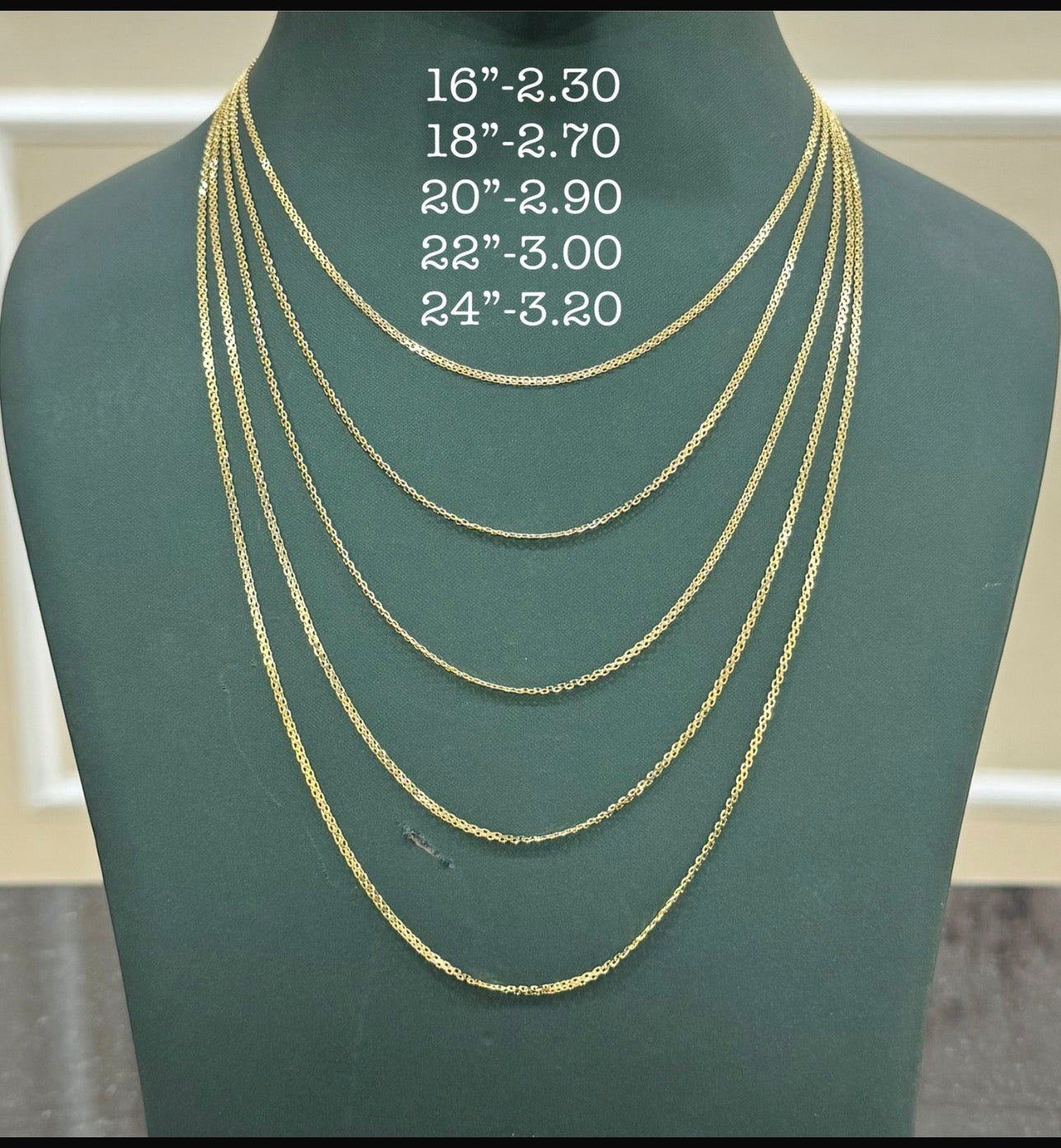 Degacts 18ct Solid Gold Carpet Chain 18 - 22 Inches