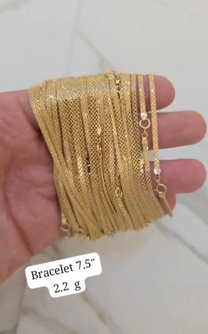Diigac 18K Pure Gold Carpet Bracelets 7.5 Inches