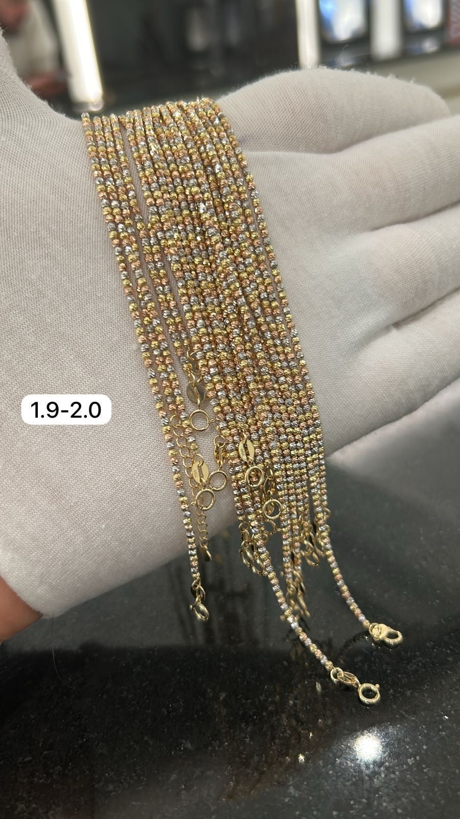 18K Solid Gold Diamond Cut Bracelets | 7.5 Inches