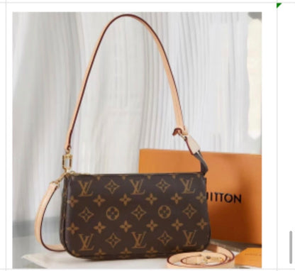 Monogram Canvas Shoulder Bag with Leather Strap - LASi014