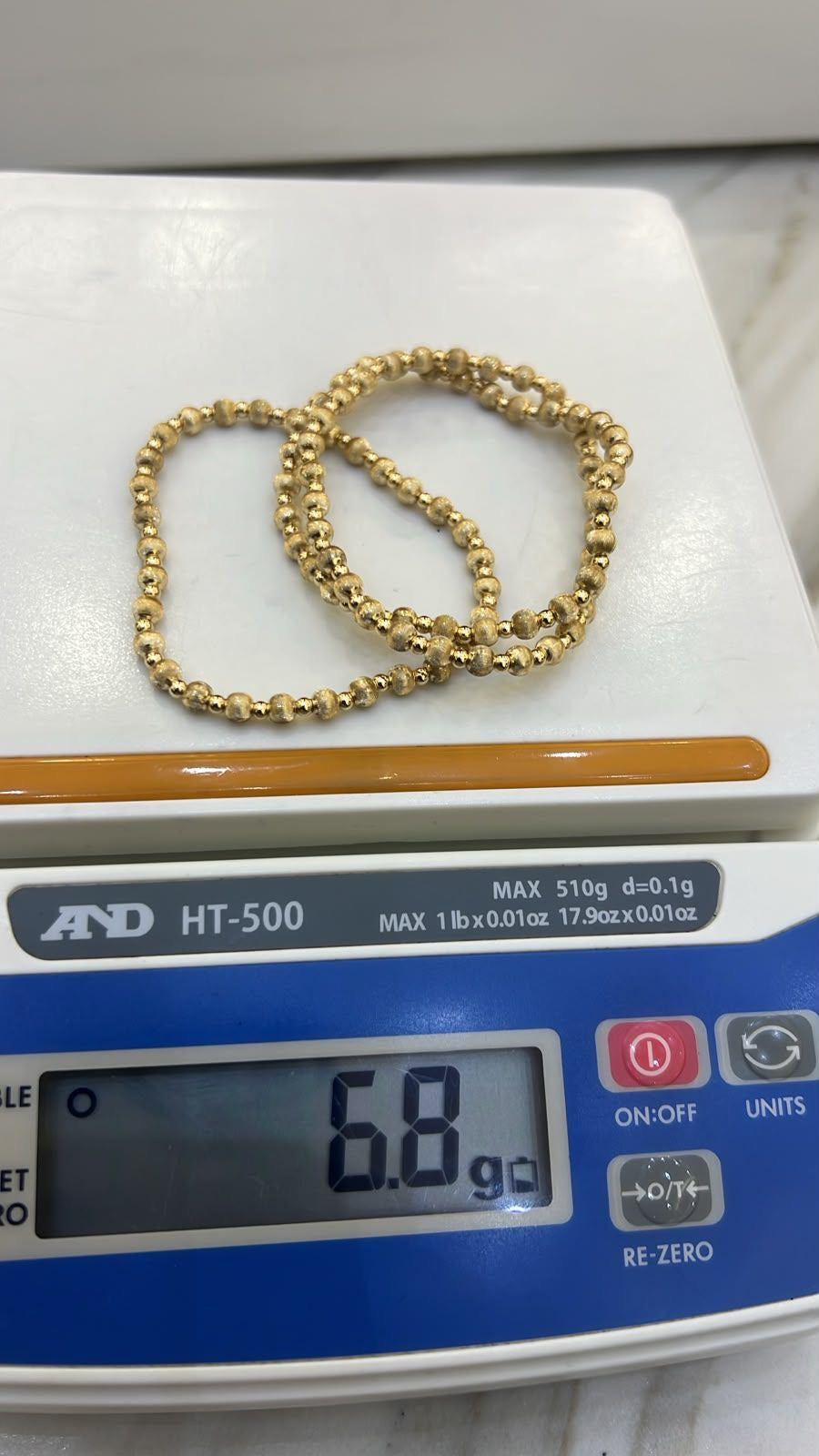 18K Solid Gold Ball Bracelets | Stretchable Bangles | 2.2g (Extra) | Small - Medium Wrist