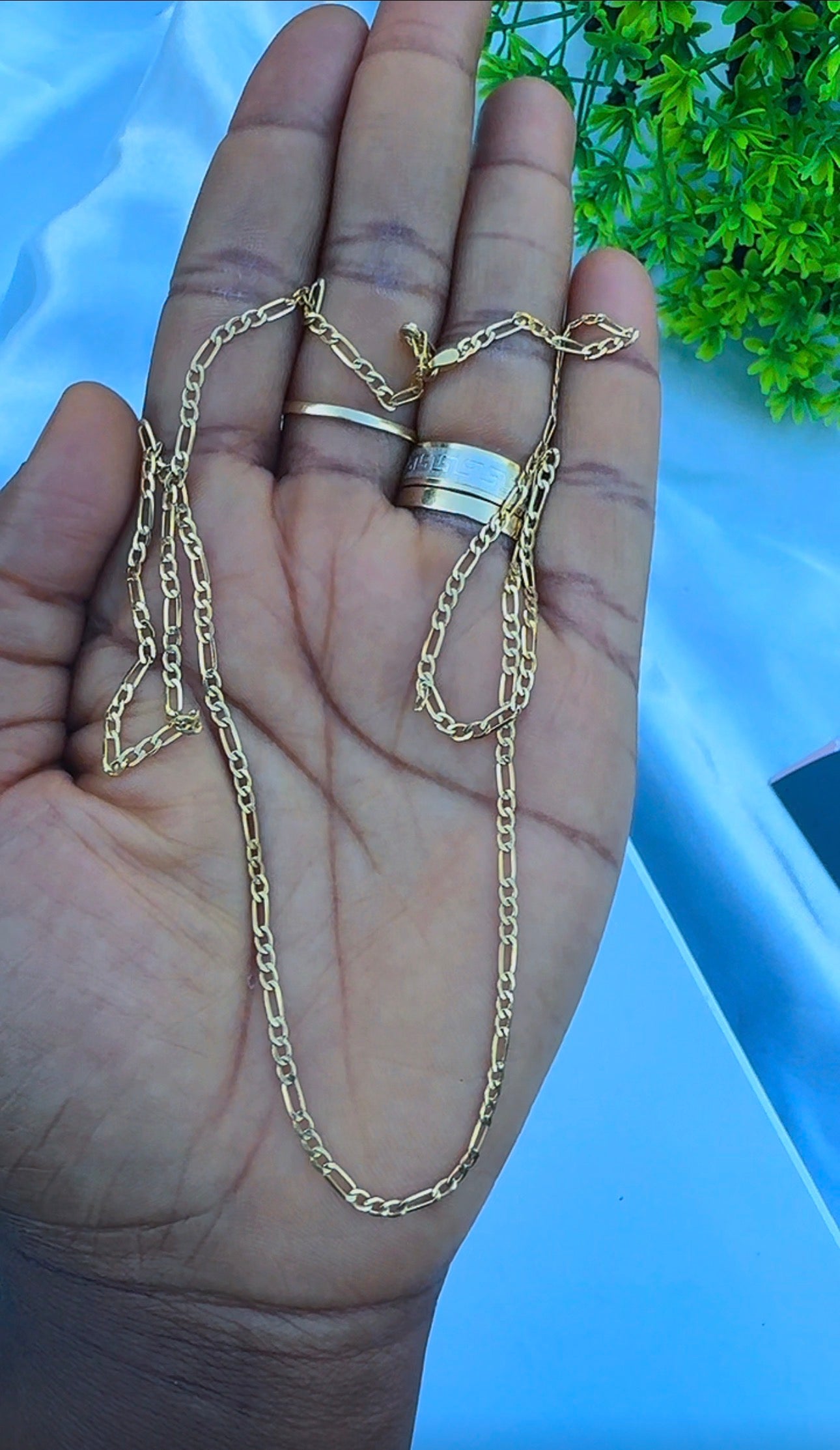 18 Karat Real Gold Figaro Chain Necklace 20 & 22 Inches