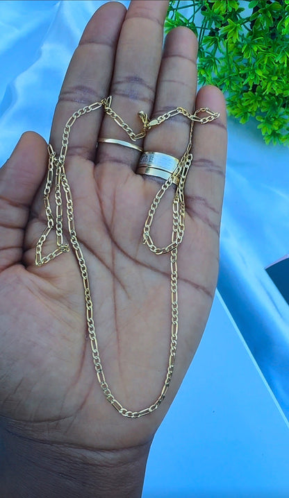 18 Karat Real Gold Figaro Chain Necklace 20 & 22 Inches