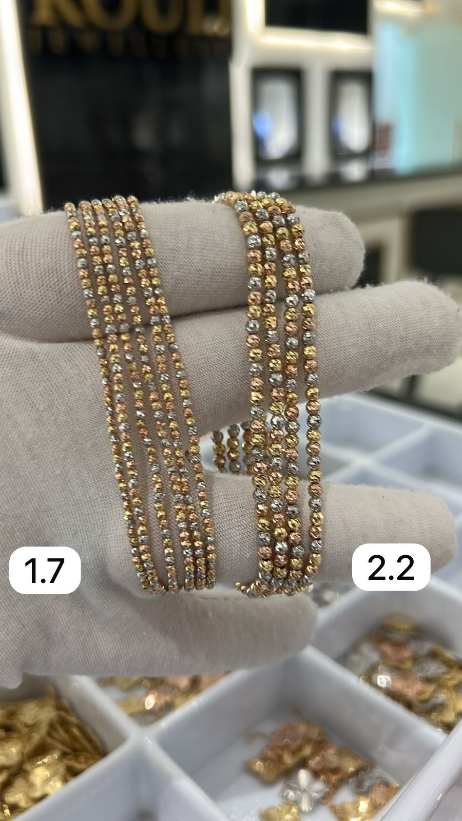 18 Karat Solid Gold Diamond Cut Ball Bracelet | Stretchable Bangle | Big Wrist