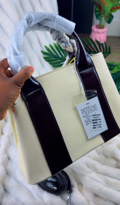 Women’s Cream & BrownTop Handle Bag | LARYZ Everyday 052 | Medium-Big