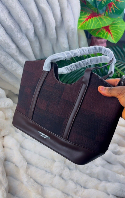 Brown Fabric Patch Handbag | LARYZ Everyday - 030 | Medium