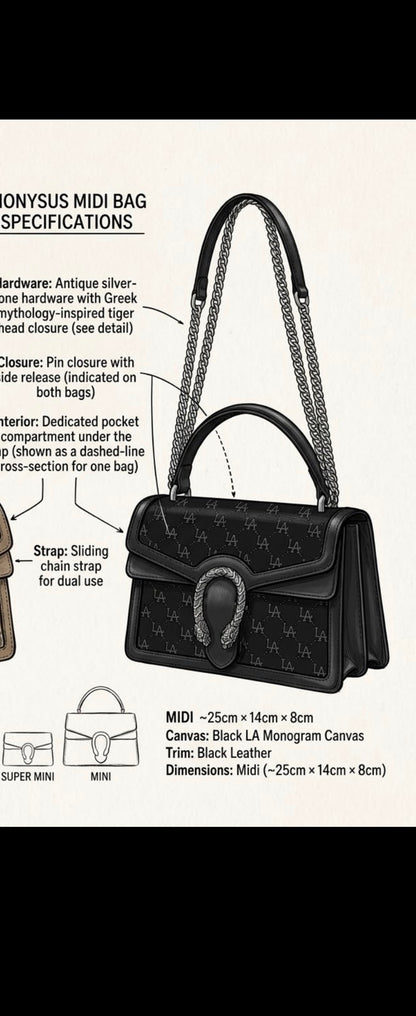 Monogram Shoulder Bag, Monogram Crossbody Flap Bag, Tiger Head Hardware Bag - LASi003