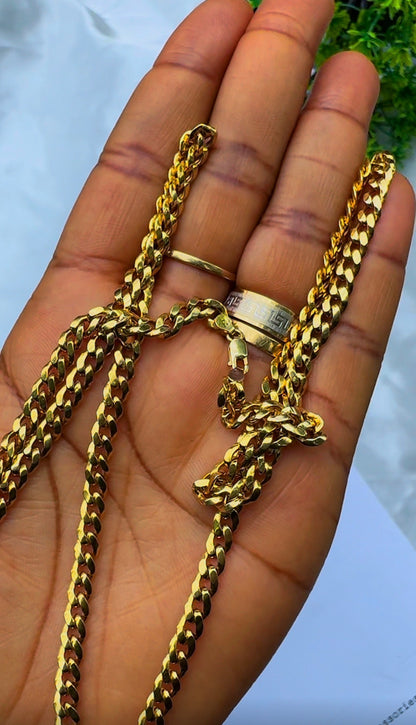 18K Solid Gold Cuban Chain Necklace For Men – 24 Inches - 7.1g