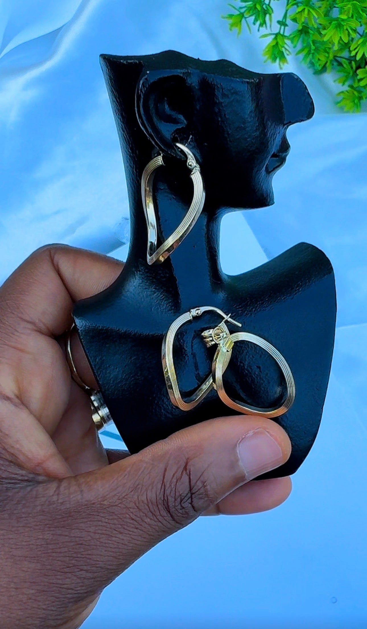 18K Solid Gold Ribbed Earrings & Pendant Jewellery Set | 2.3g