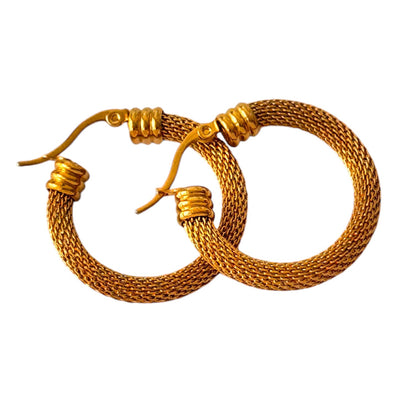 Deram 18K Gold Plated Elegant & Chunky Stainless Steel Hoop Earrings