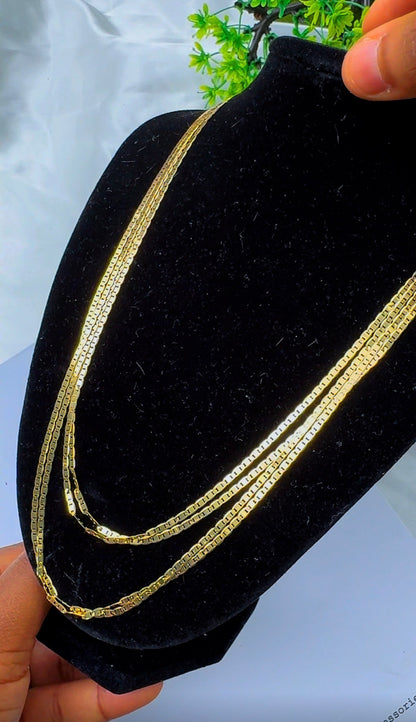 18K Solid Gold Blade Chain | 18”-3.8g | 20”-4.2g