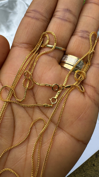 21 Karat Solid Gold Franco Chain Necklace | (18” - 3.6g) | (20” - 4.0g)