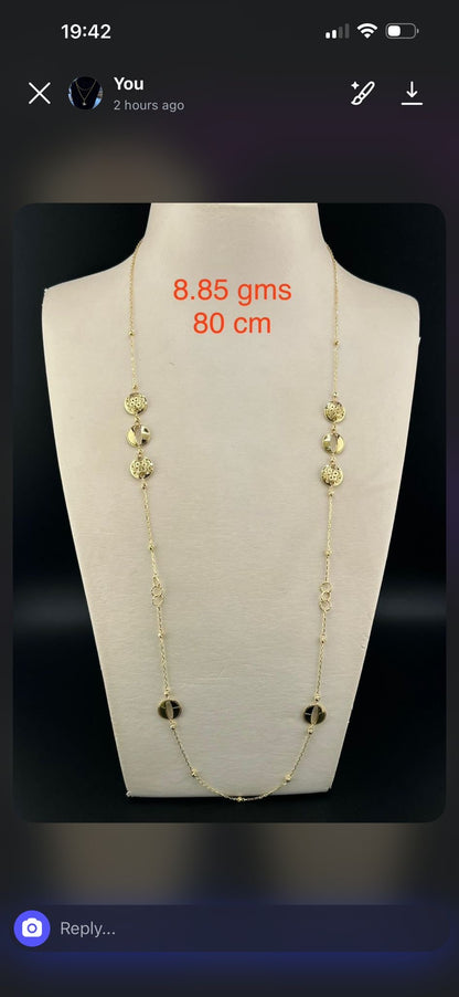 Deedaams 18ct Solid Gold Long Dress Chain 31.5 Inches
