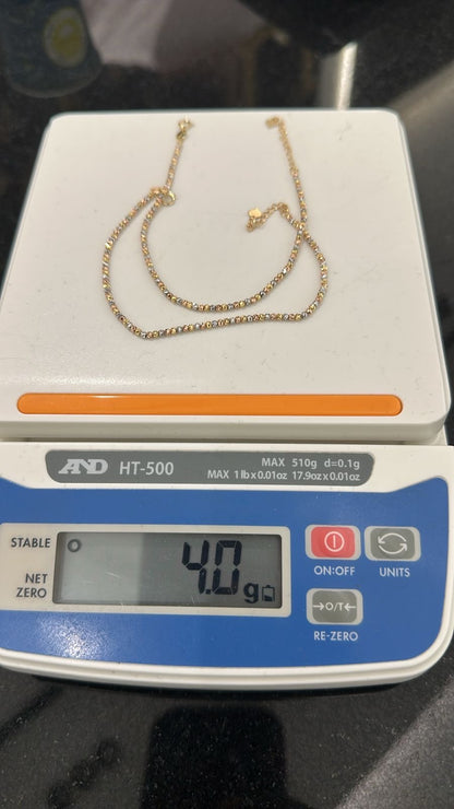 18K Solid Gold Diamond Cut Bracelets | 7.5 Inches
