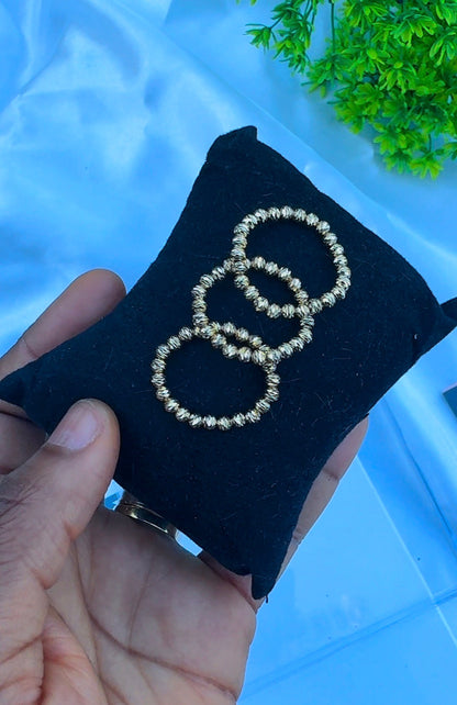 18k Solid Gold Diamond Cut Stretchable Rings | 0.8g