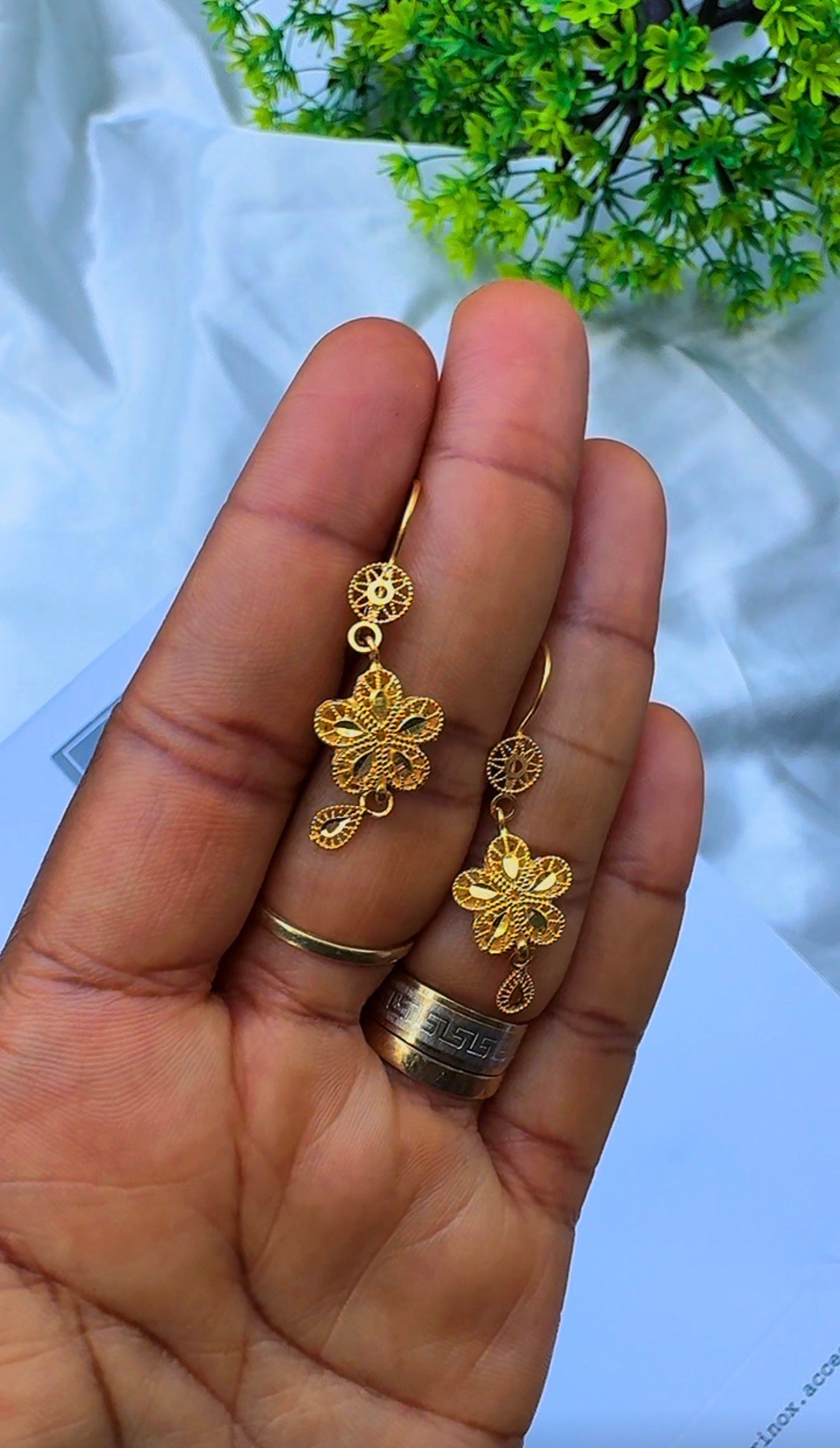 21K Solid Gold EarCuff Drop Earrings | 3.2g