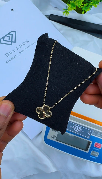 Degacc 18 Karat Solid Italian Gold Instant Chain Clover Necklace