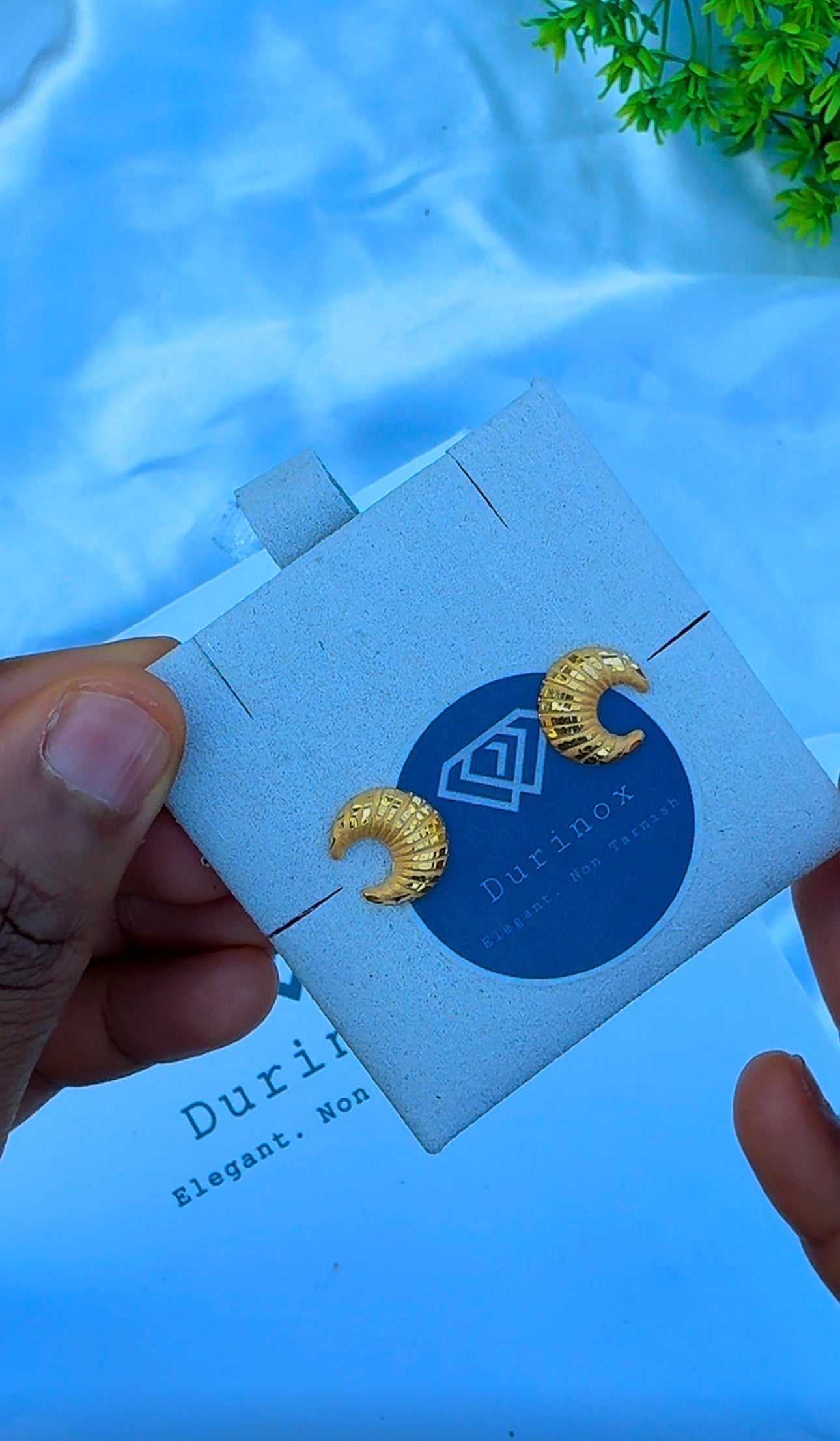 21K Solid Gold Star Half Moon & Dangle Stud Earrings | 1.4g - 2.8g