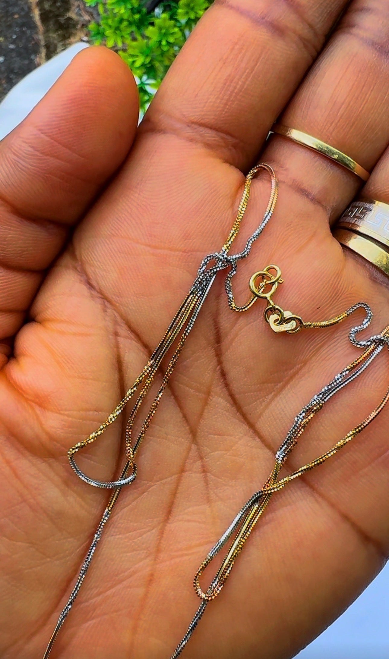 18K Solid Gold (3-Tone) Twisted Singapore Chain Necklace | 18" & 20" Real Gold 3-Tone Gold (2.7 & 3.0g) | Extra