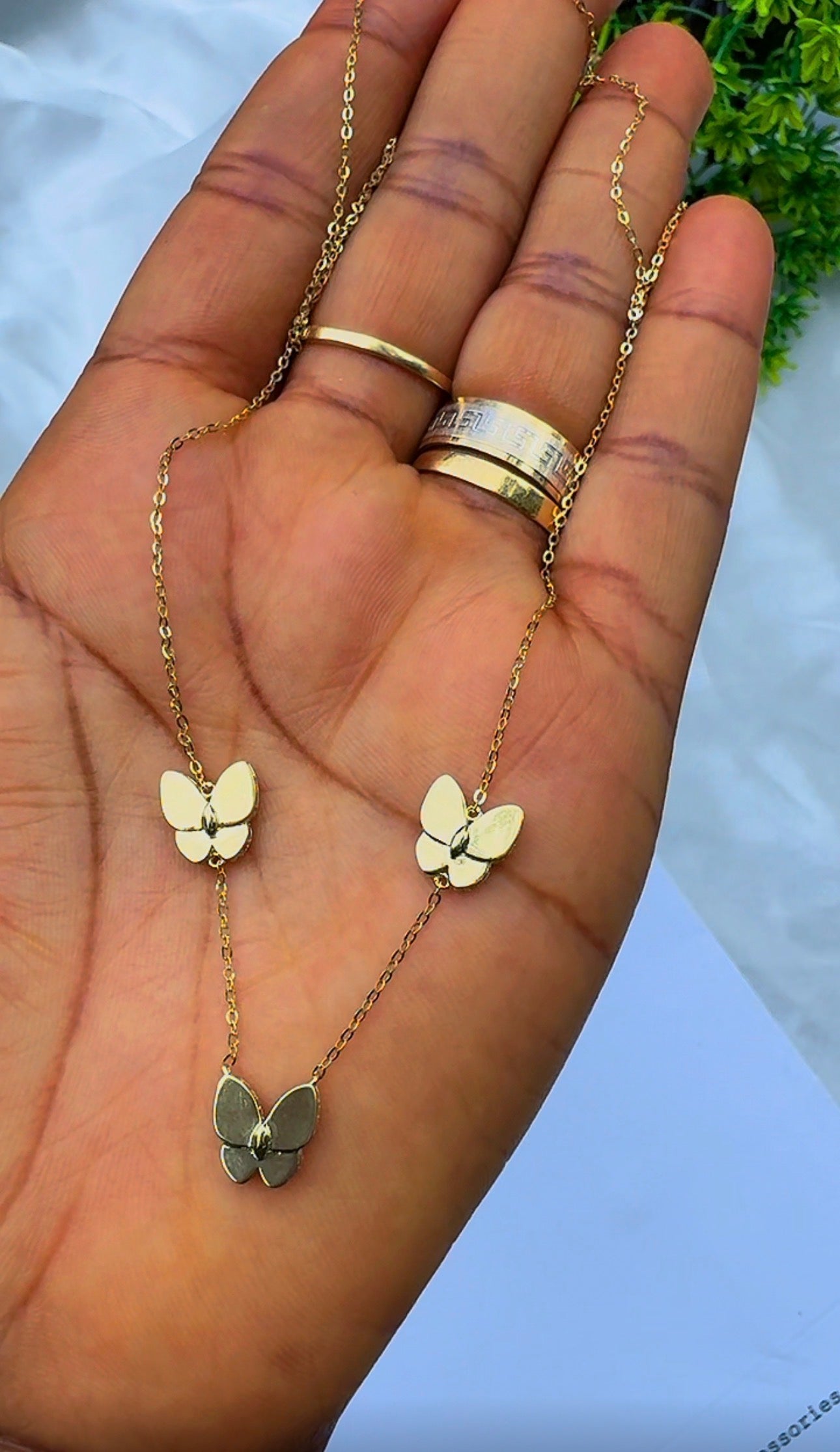 18ct Real Gold Triple Butterfly Necklace | 3.3g | 17” + 1” (18 Inches)