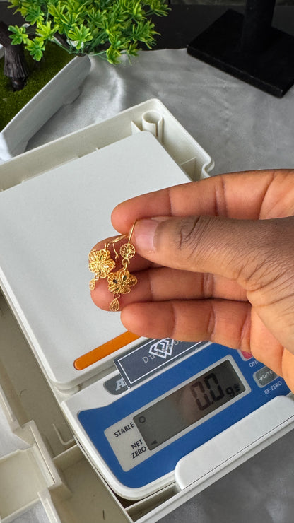 21K Solid Gold EarCuff Drop Earrings | 3.2g