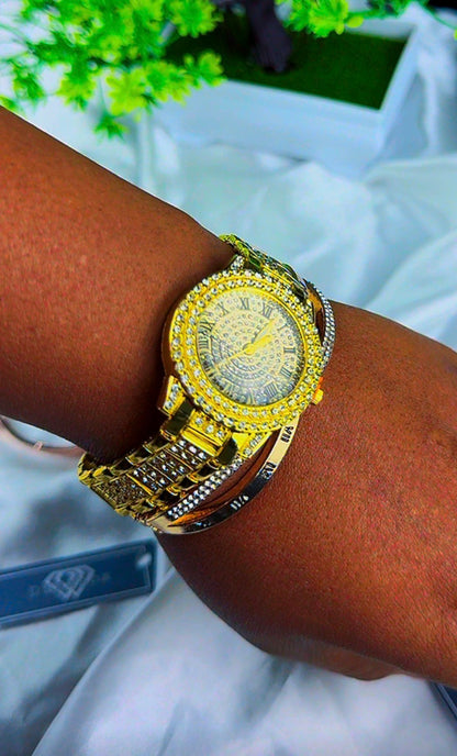 Diiddam Quality 2pc Fashion Wristwatch & Bracelet Set Quartz Watches For Women