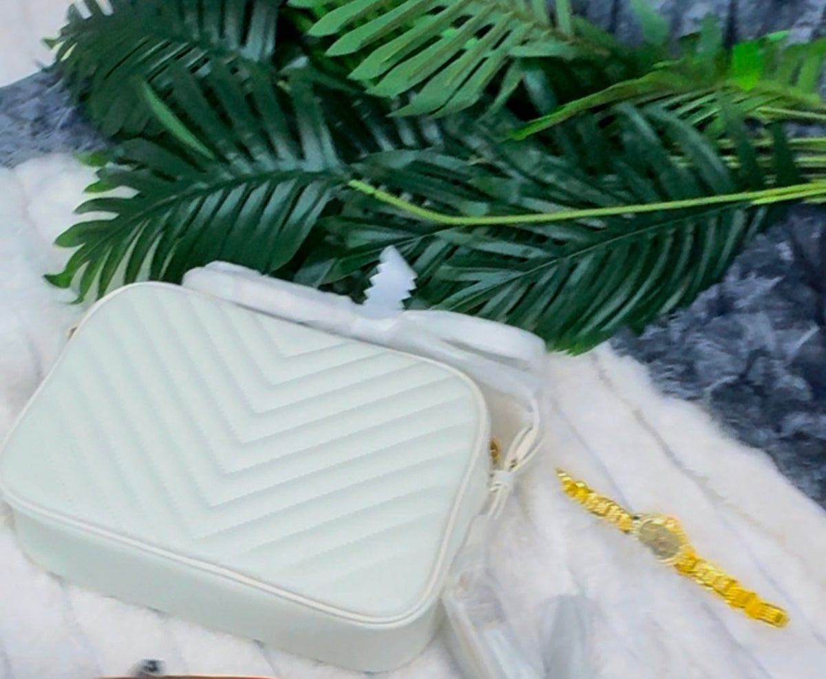 Quilted Leather Bag | Blanc Vintage White Crossbody Bag ~ LASi006
