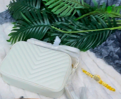 Quilted Leather Bag | Blanc Vintage White Crossbody Bag ~ LASi006