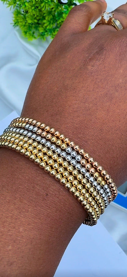 Defax 18K Real Gold Ball Bangles