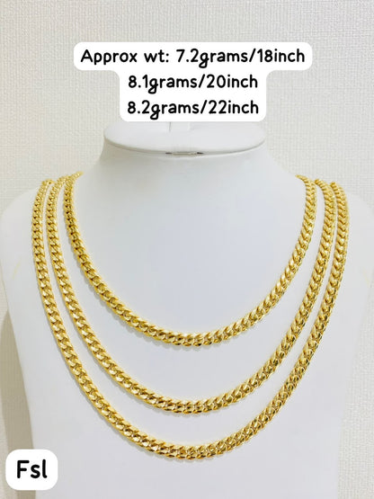 18K Solid Gold Cuban Chain Necklace For Men – 24 Inches - 7.1g