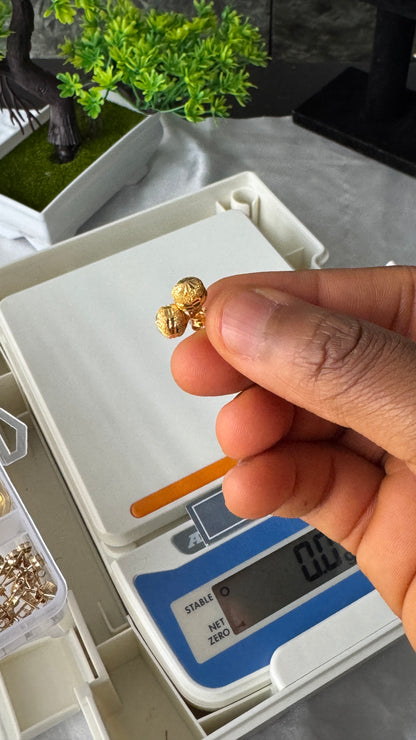 21 Karat Solid Gold Ball Stud Earrings | 1.8g & 2.0g | 3 Different Designs
