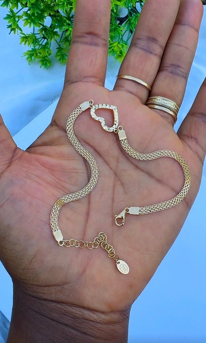 18 Karat Solid Gold Carpet + Charm Anklet | 10 Inches | 4g~4.3g