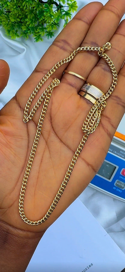 Degab 18 Karat Real Cuban Gold Chain Necklace 18 Inches