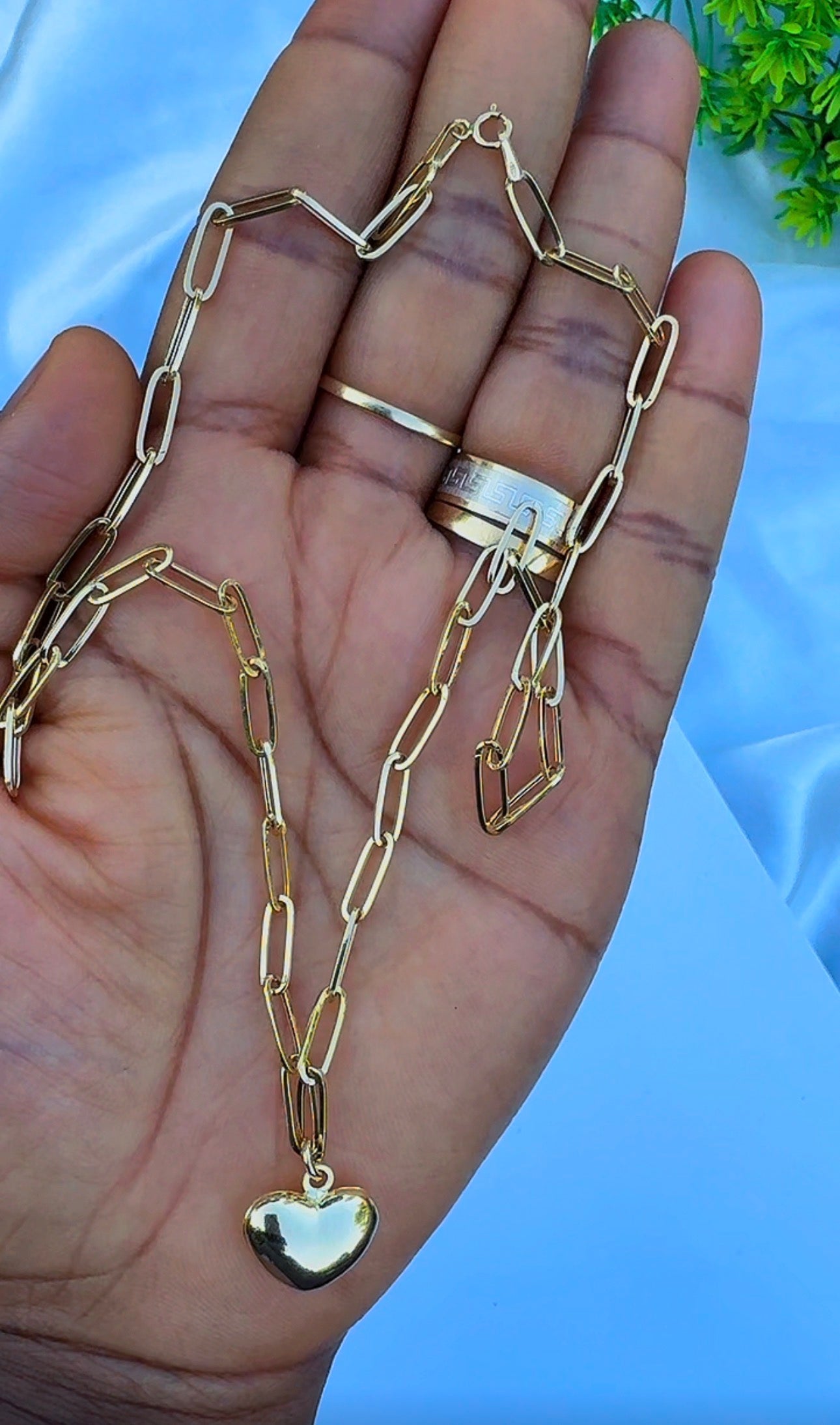 18ct Real Gold Paper Clip Heart Instant Chain Necklace- 3.7g | 18 Inches