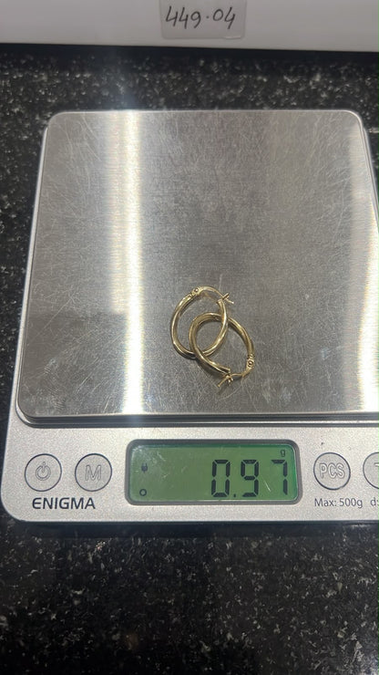 18K Solid Gold  Polished Hoop Earrings | 0.9g & 1g
