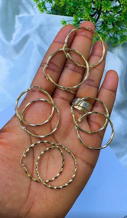18K Solid Gold Twist Hoop Earrings | 1.29g