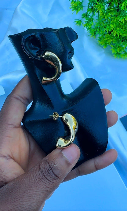 18ct Real Gold Bold & Shiny Stud Earrings | 2.5g