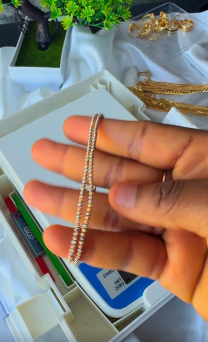 18 Karat Solid Gold Diamond Cut Ball Bracelet | Stretchable Bangle | Big Wrist