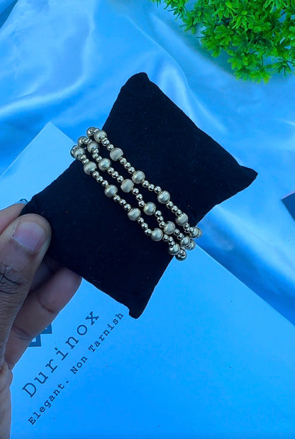 18ct Solid Gold Ball Bracelet | Stretchable Bangle | 2.5g (Extra)