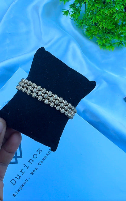 18K Solid Gold Ball Bracelets | Stretchable Bangles | 2.2g (Extra) | Small - Medium Wrist