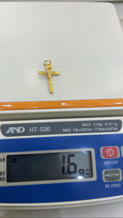 Dellarg 18ct Real Gold Cross Chain Pendant