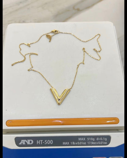 Diigac 18K Pure Gold Earrings & Necklace Set