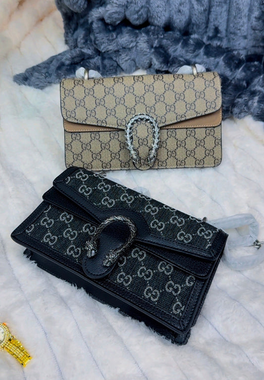 Monogram Shoulder Bag, Monogram Crossbody Flap Bag, Tiger Head Hardware Bag - LASi003