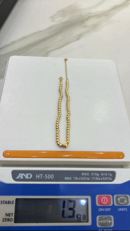 DefaJ 18 Karat Pure Gold Ball Bracelet 8inches
