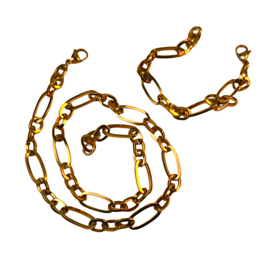Diffa Super Double Electroplated Non Tarnish Necklace and Bracelet Jewellery Set 18” chain + 7.5” bracelet