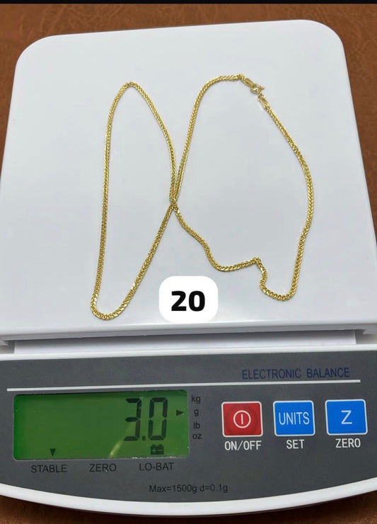 Degab 18 Karat Pure Italian Gold Cuban Chain Necklace 20inches