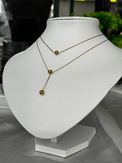 Dina Double Layer Non Tarnish Everyday Wear Necklace 16inches