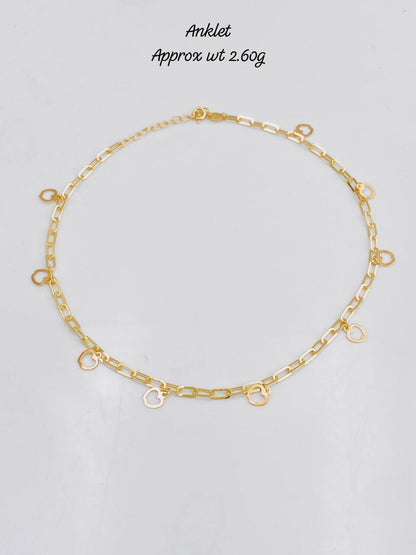 Degar 18Karat Pure Gold Charm Anklets 11inches